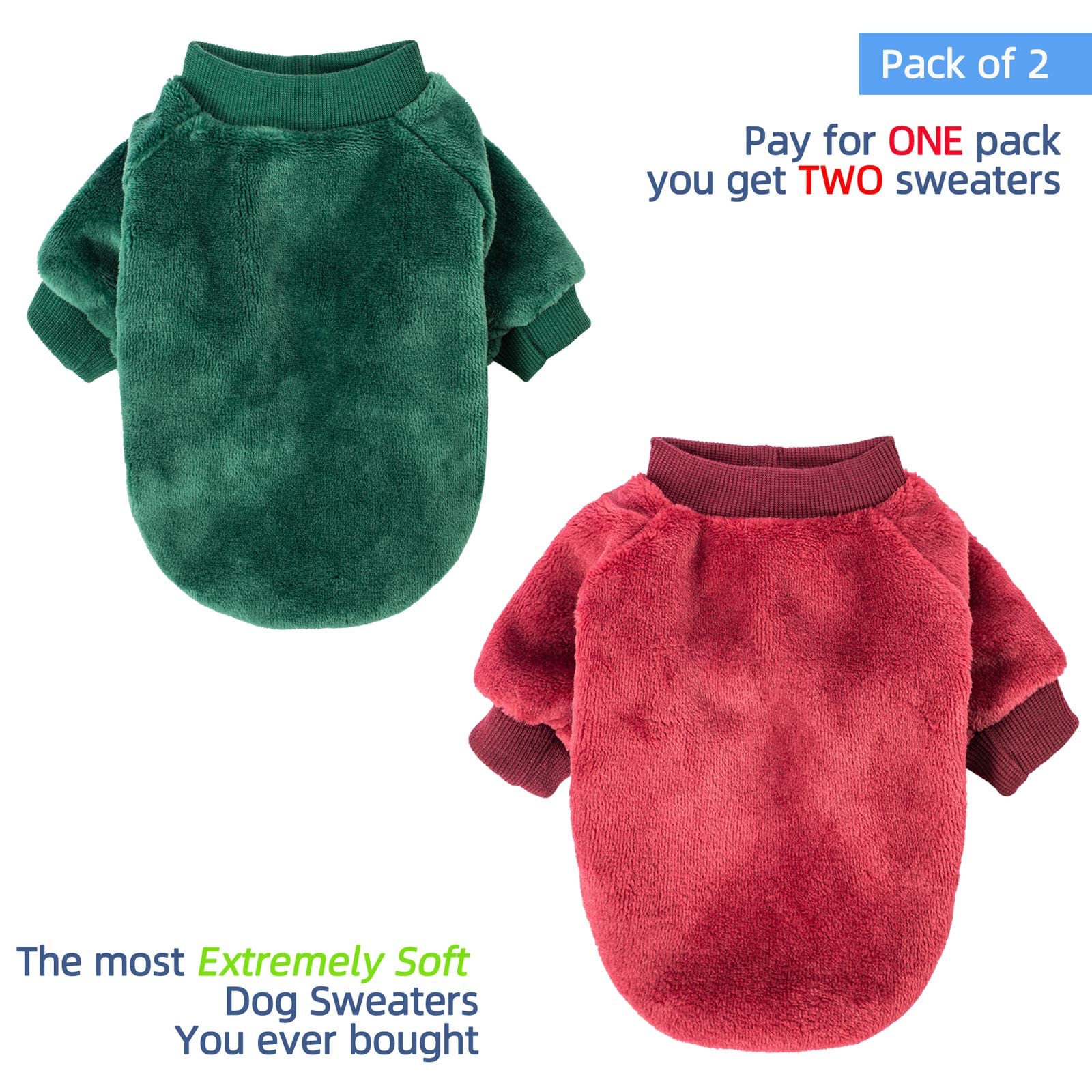 FABRICASTLE Christmas dog sweater dark green on a small dog for festive style.