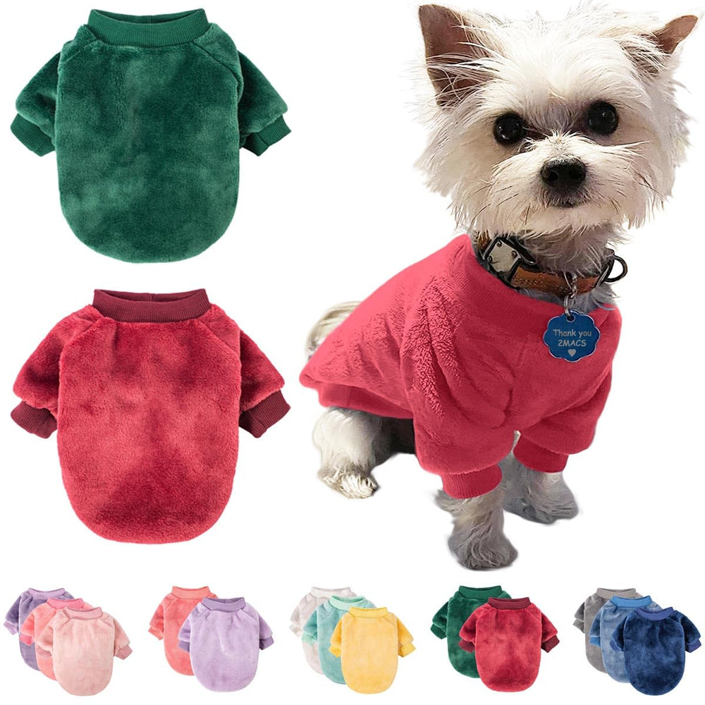 FABRICASTLE Christmas dog sweater dark red on a small dog for warm winter walks.