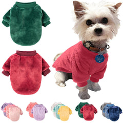 FABRICASTLE Christmas dog sweater dark red on a small dog for warm winter walks.