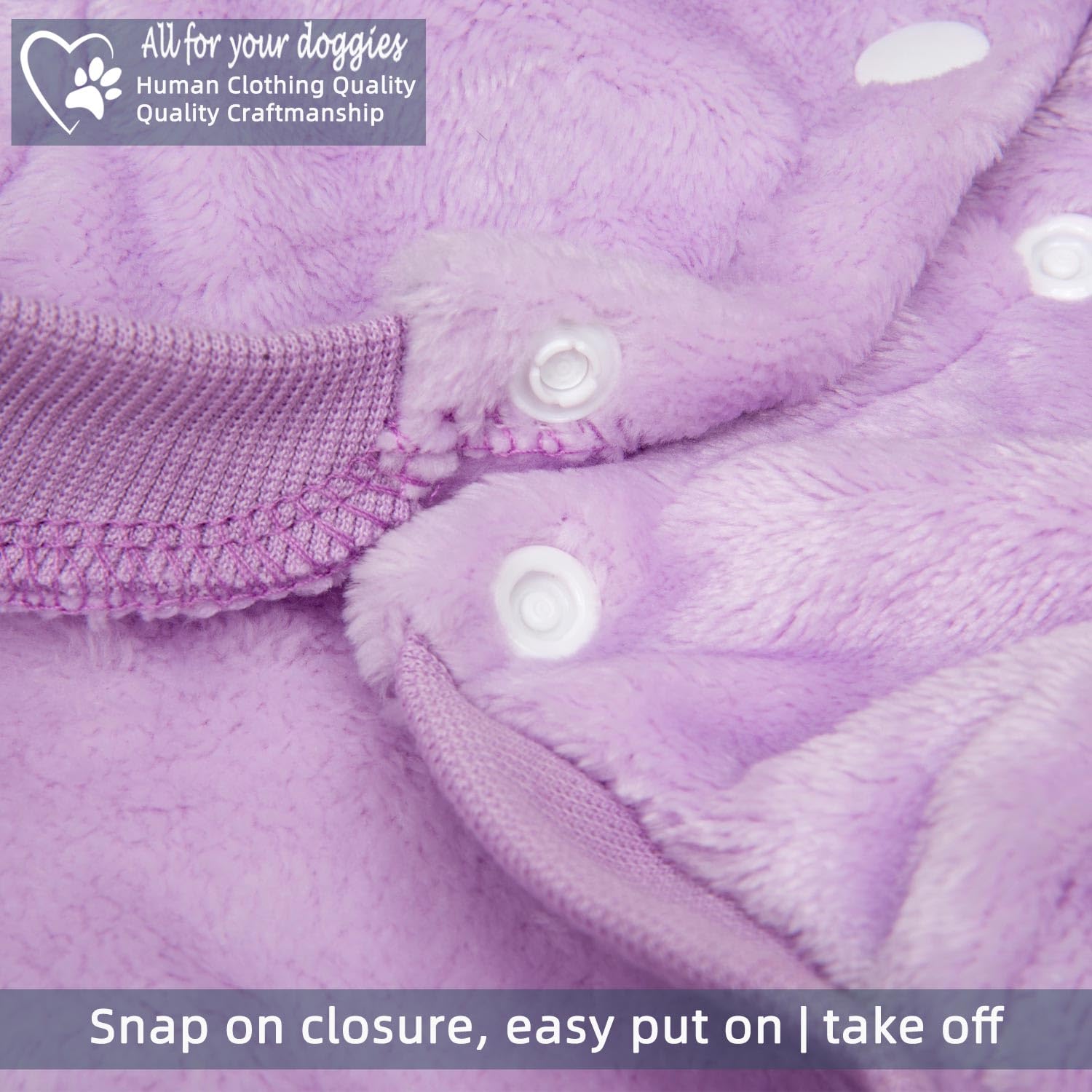 FABRICASTLE dog hoodie light purple close-up soft fabric warmth