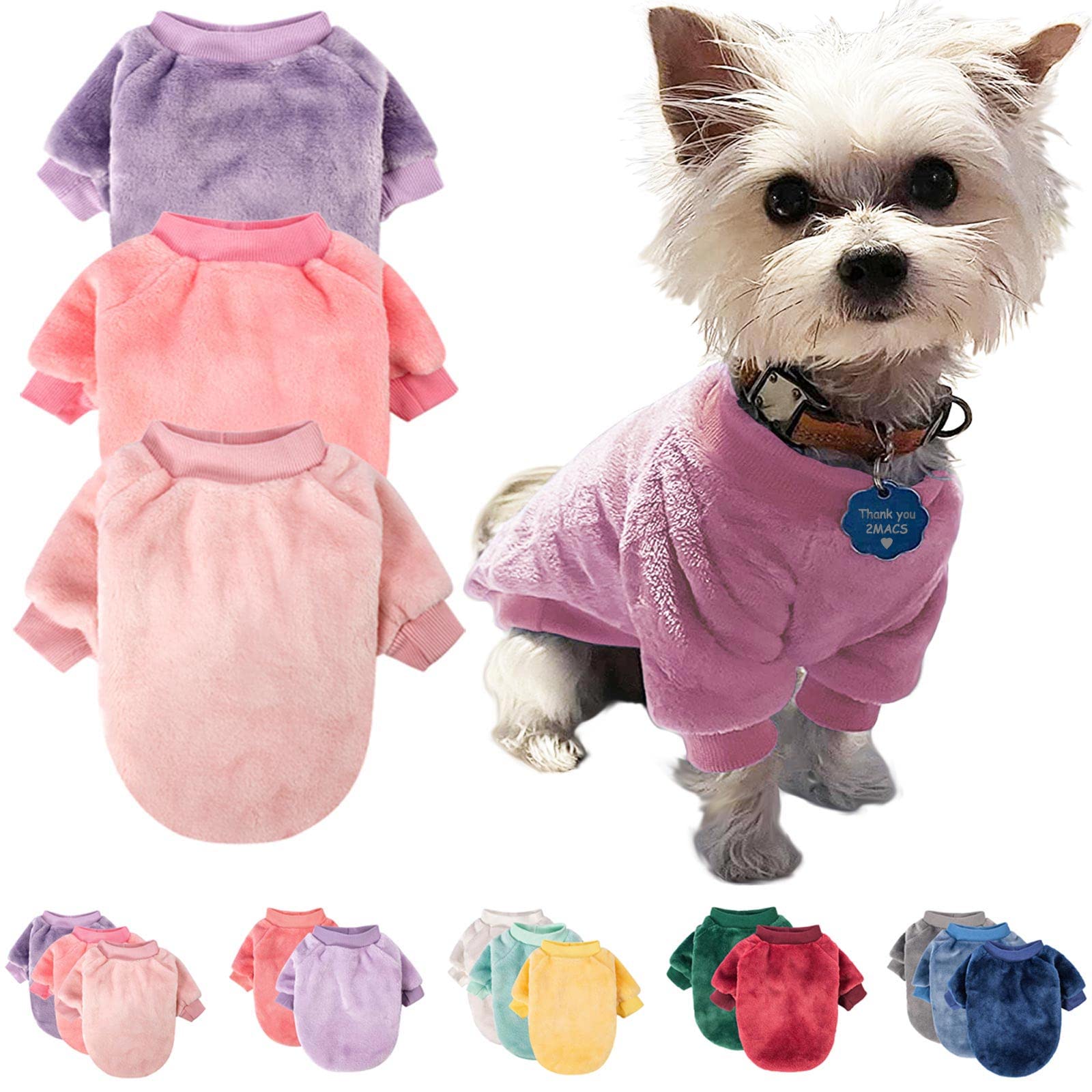 FABRICASTLE dog sweater pink front view; cozy warmth for small pets on chilly days