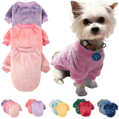 FABRICASTLE dog sweater pink front view; cozy warmth for small pets on chilly days