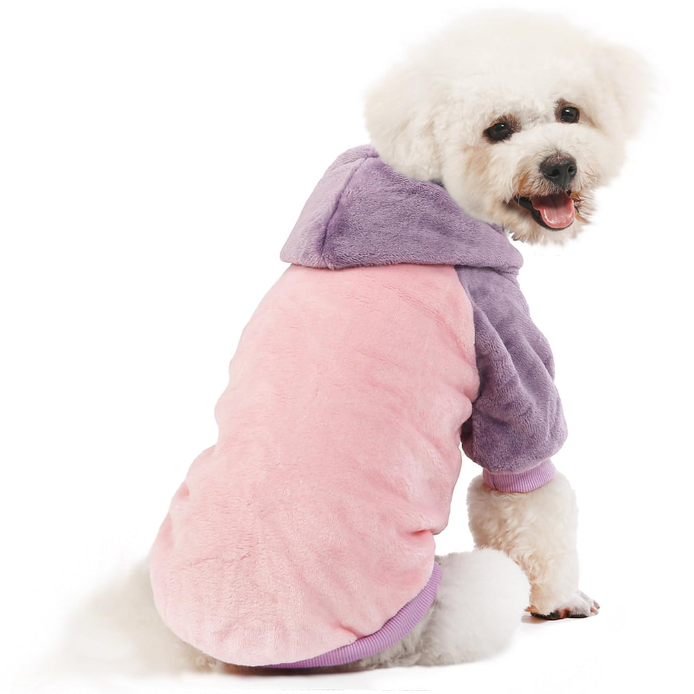 FabricCastle dog hooded sweater pink body back adds stylish winter protection.