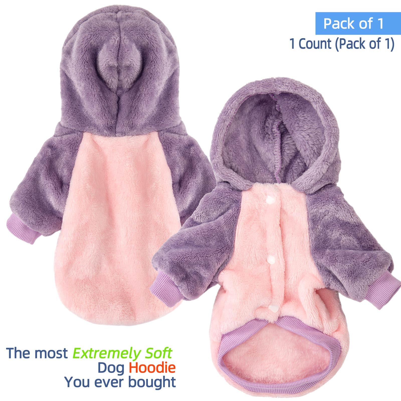 FabricCastle dog hooded sweater pink body side keeps your pet comfortable on walks.