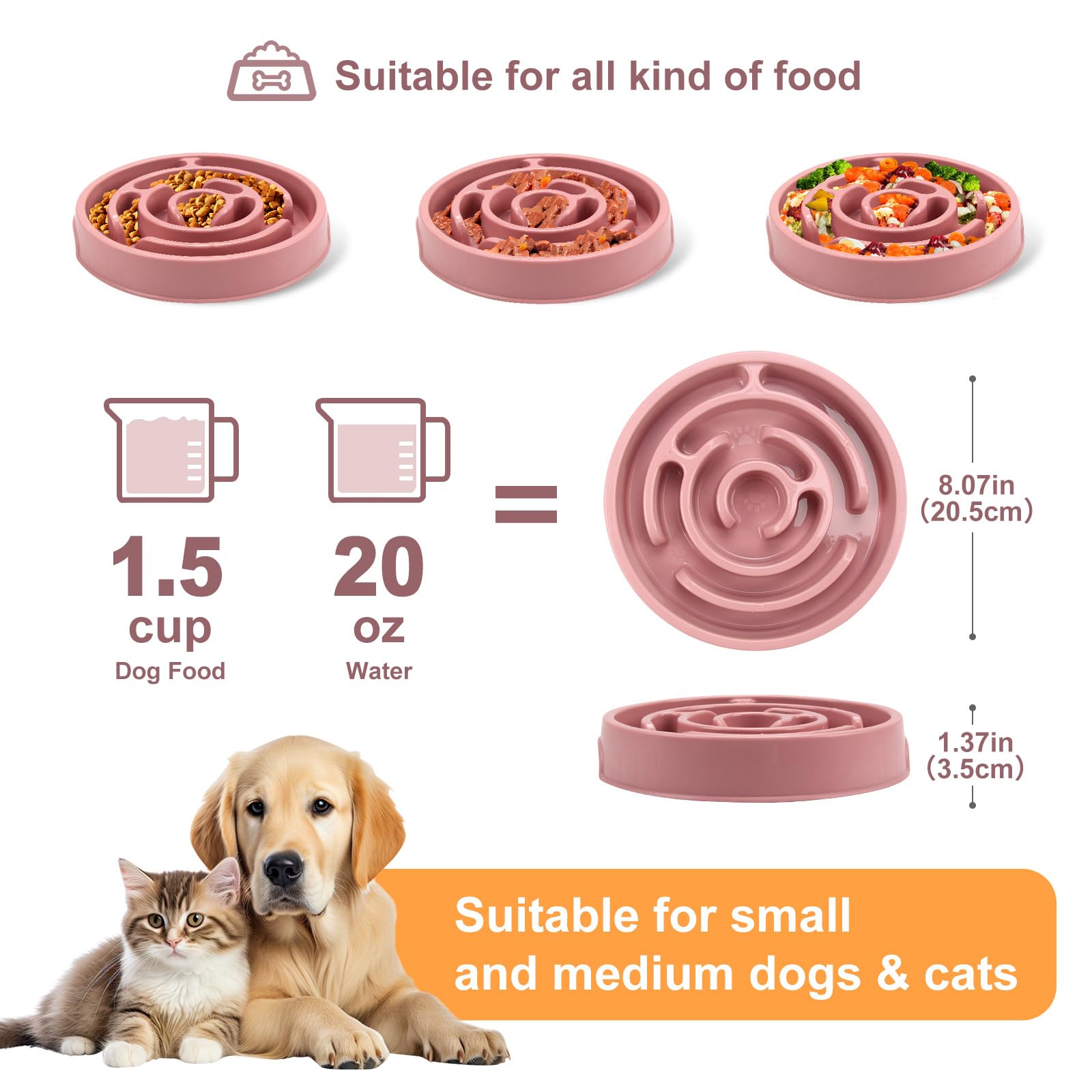 Facdiary anti-slip base keeps the bowl steady during pet mealtime.