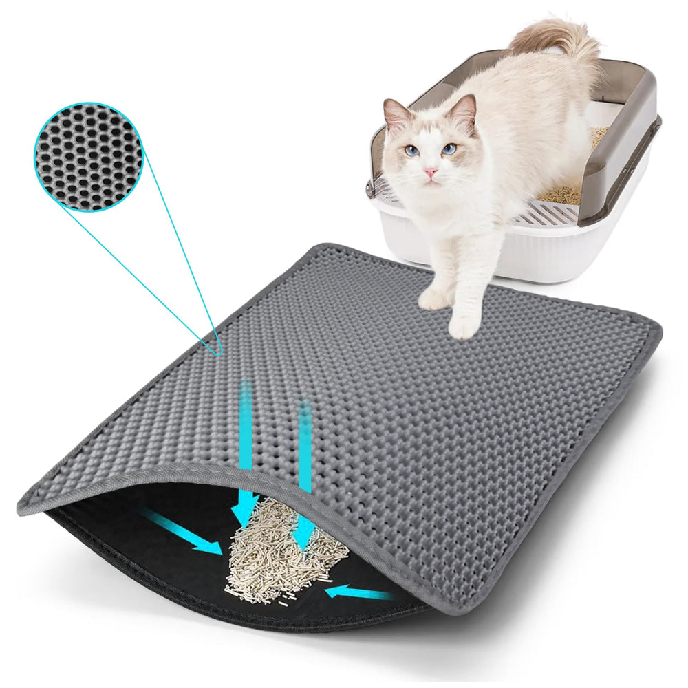 FADEYJ cat litter mat front view showing entrance coverage for reduced tracking