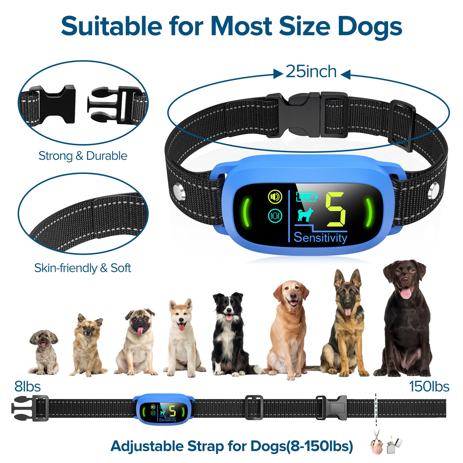 FAFAFROG Bark Collar blue in training scenarios with gentle corrections