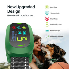 FAFAFROG Bark Collar display-lit panel communicates status and power for quick checks