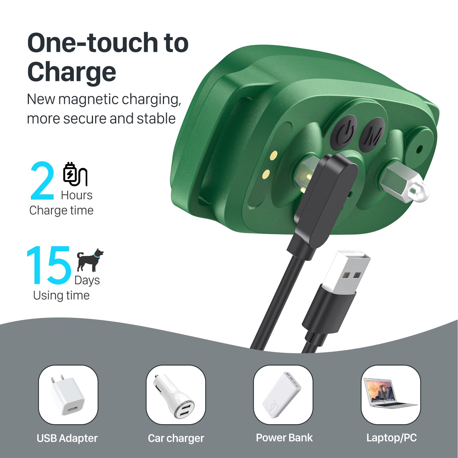 FAFAFROG Bark Collar neck-size range image conveys adjustable fit for 8–25 inch necks