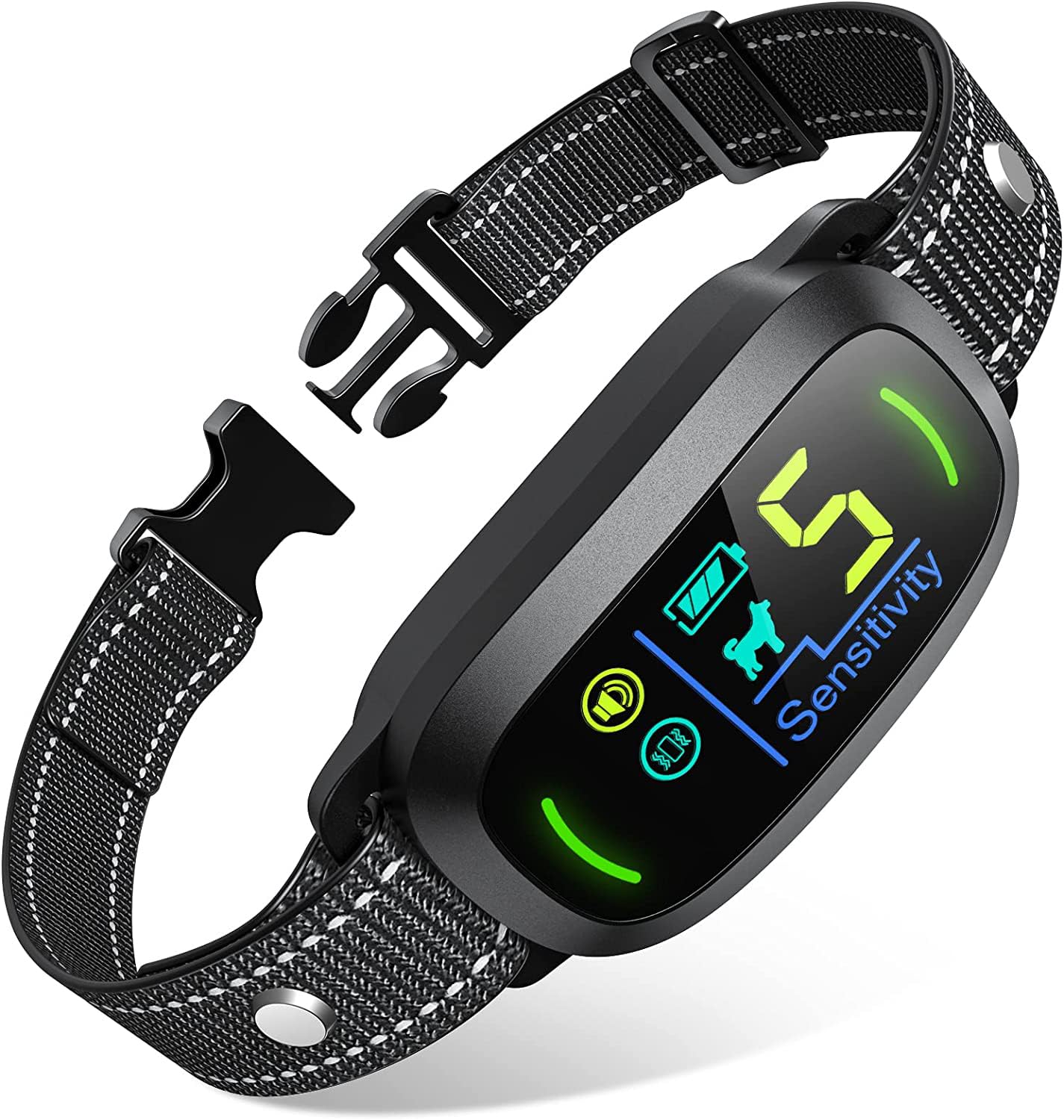 FAFAFROG dog bark collar front view for effective training and calmer walks.