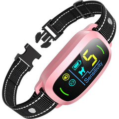 FAFAFROG dog bark collar pink front view for easy training and comfort