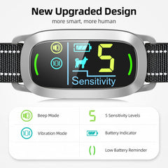 FAFAFROG bark collar silver display shows status and battery for easy monitoring