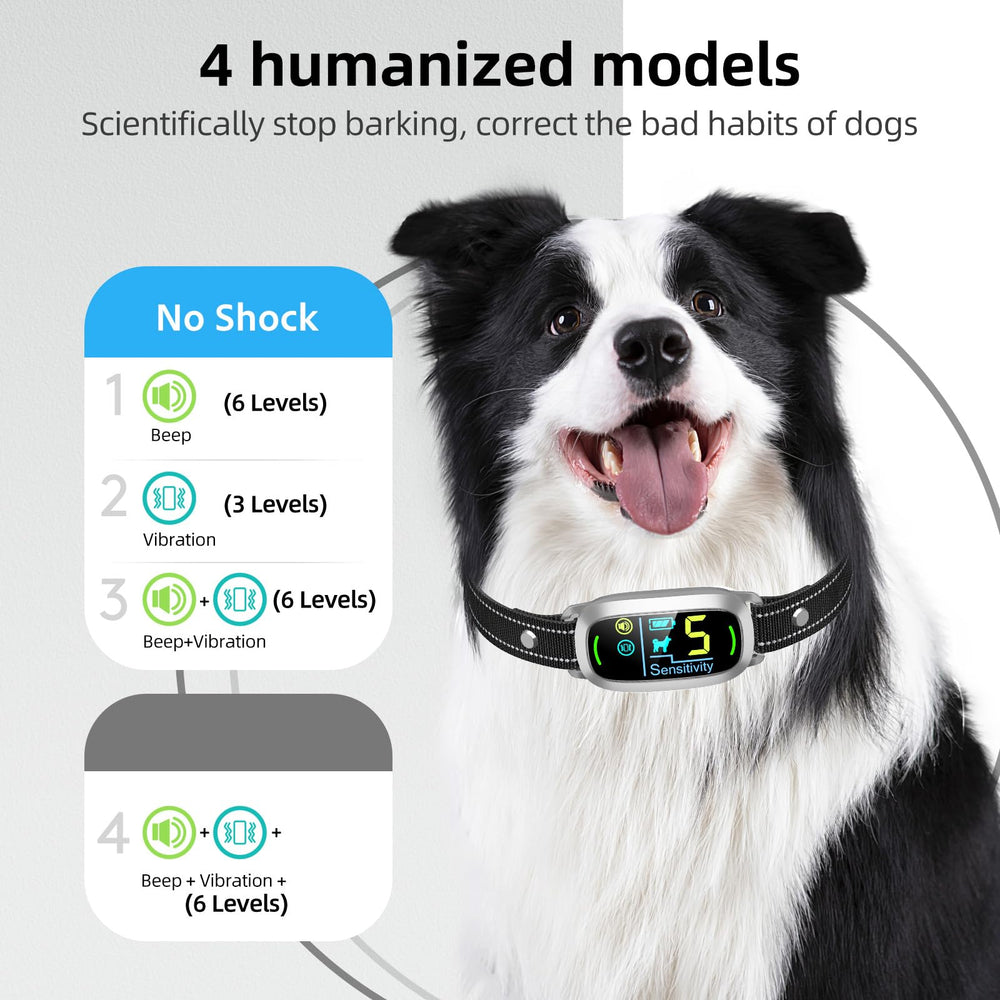 FAFAFROG bark collar silver sensor highlights automatic barking recognition for consistent training