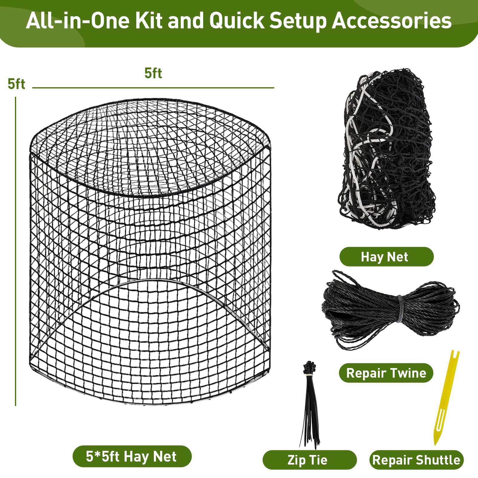 Fahnemt bale-loading hay net shown fitting on a round bale.