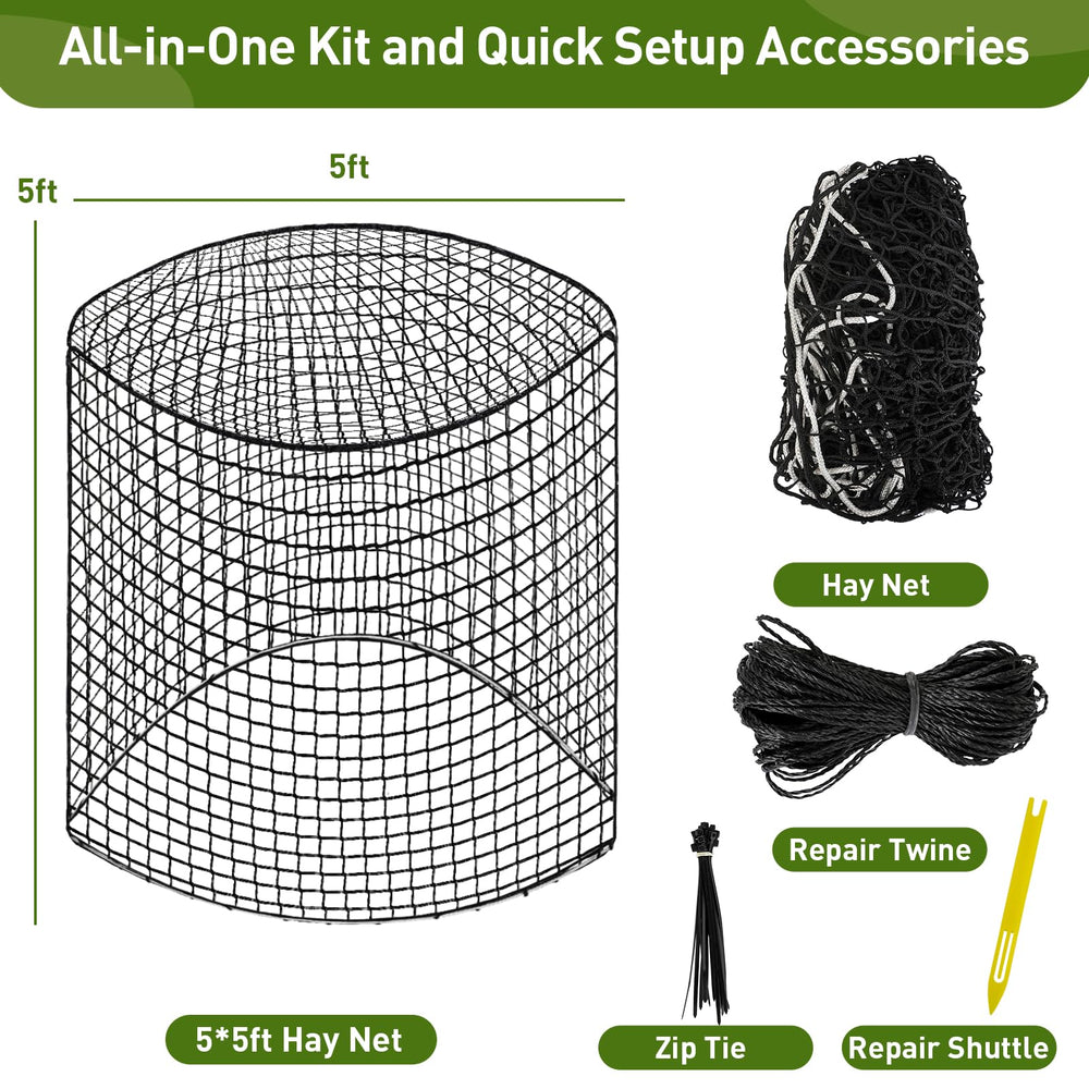 Fahnemt bale-loading hay net shown fitting on a round bale.