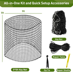 Fahnemt bale-loading hay net shown fitting on a round bale.