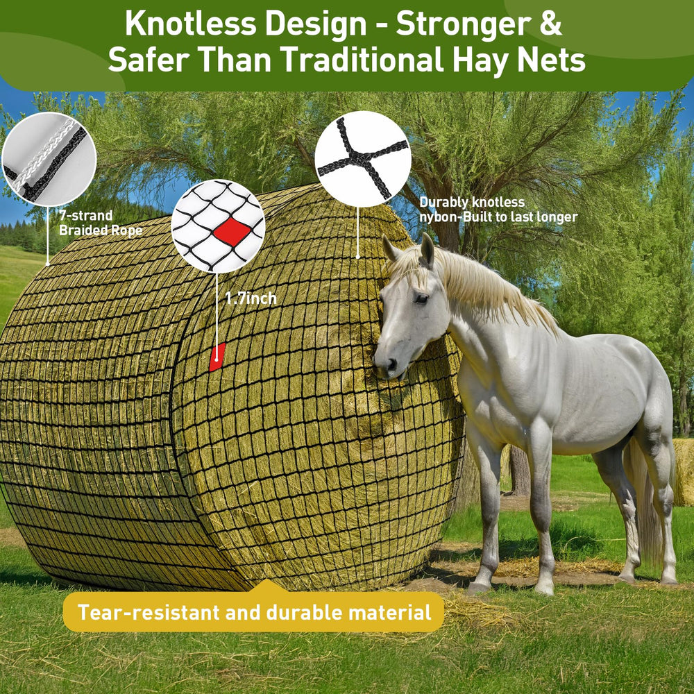 Fahnemt hay net easy-install pull-on design for quick setup.