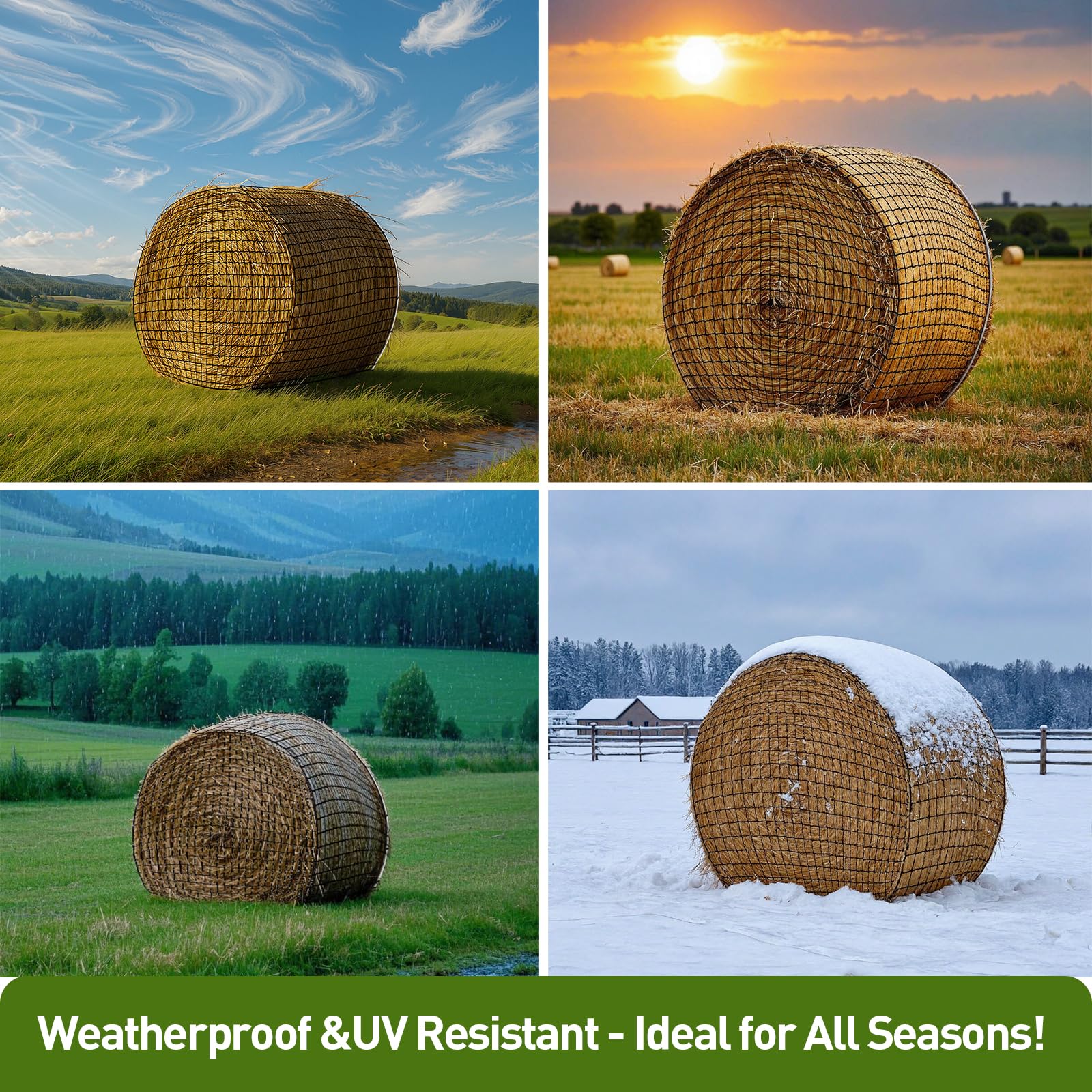 Fahnemt hay net reduces waste and promotes steady grazing.