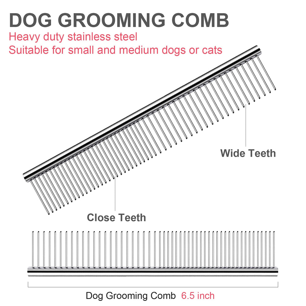 FAIGEO dog grooming kit assembly shows curved, thinning scissors with a comb