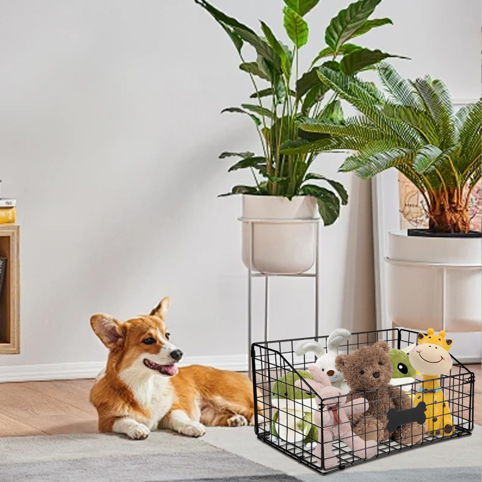 Faihats storage basket with toys demonstrates room-wide organization benefits.