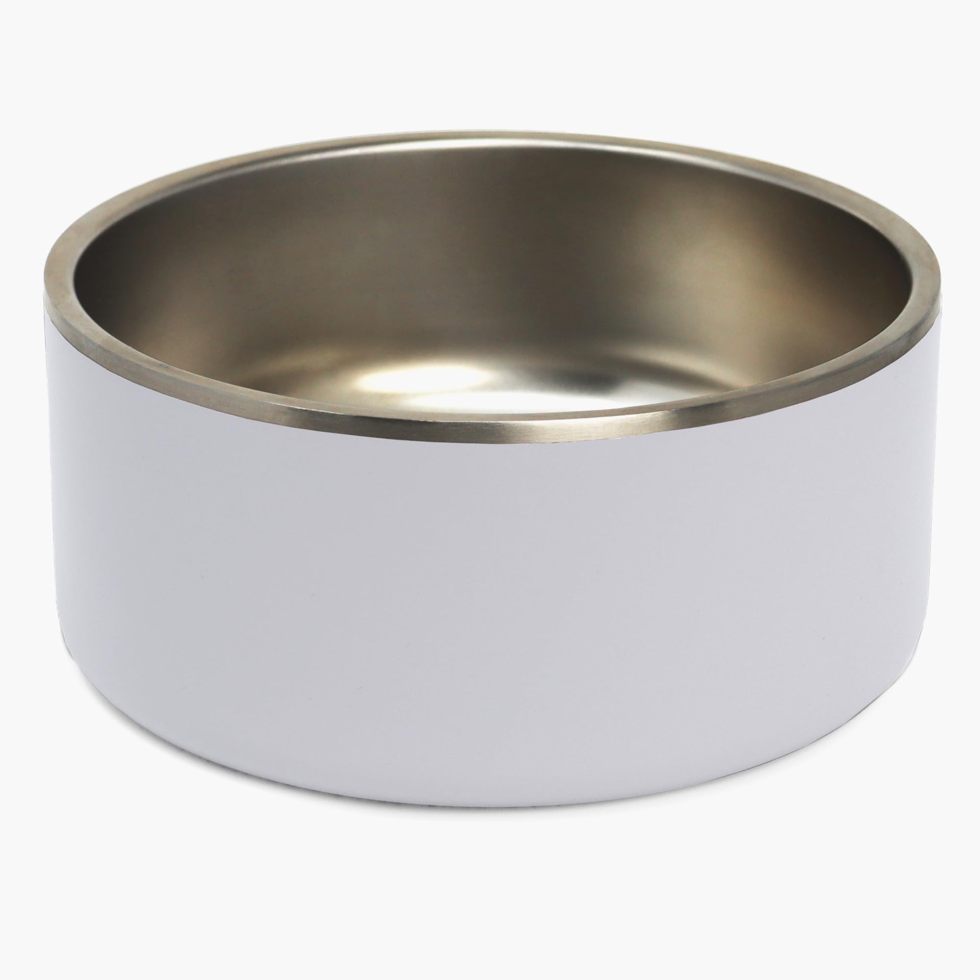 Fairview Essentials Durango insulated dog bowl front view Snowcap White keeps water cool outdoors