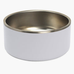 Fairview Essentials Durango insulated dog bowl front view Snowcap White keeps water cool outdoors