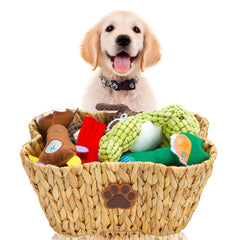 FairyHaus dog toy basket bone shape offers organized toy storage in any room.