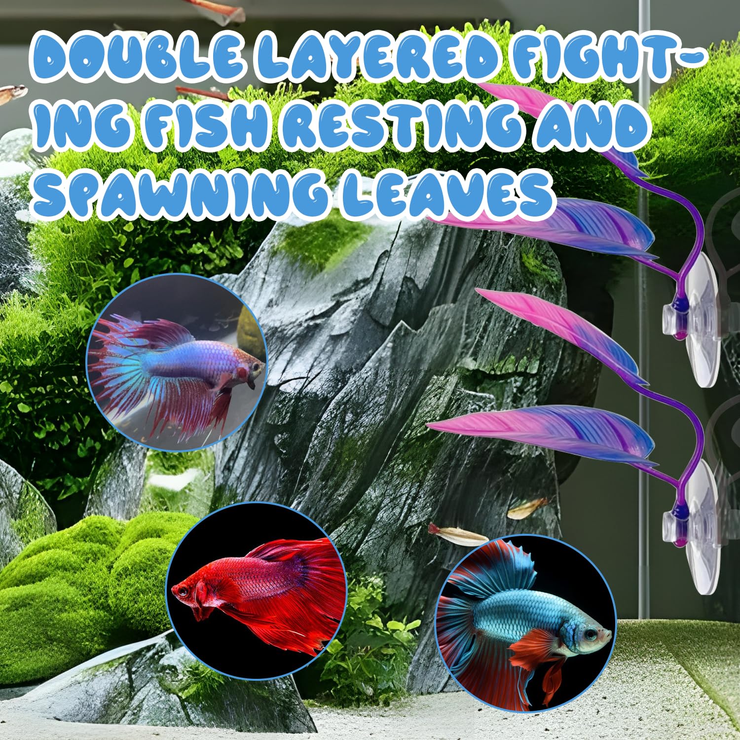 FALESHOS Betta double-textured leaf pad adds hiding spots and visual appeal.
