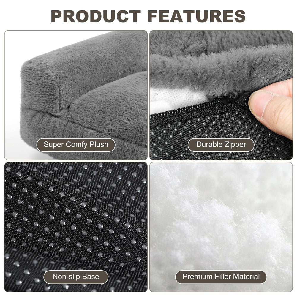 FAMIDGE cat couch bed close-up cover demonstrates removable machine-washable fabric