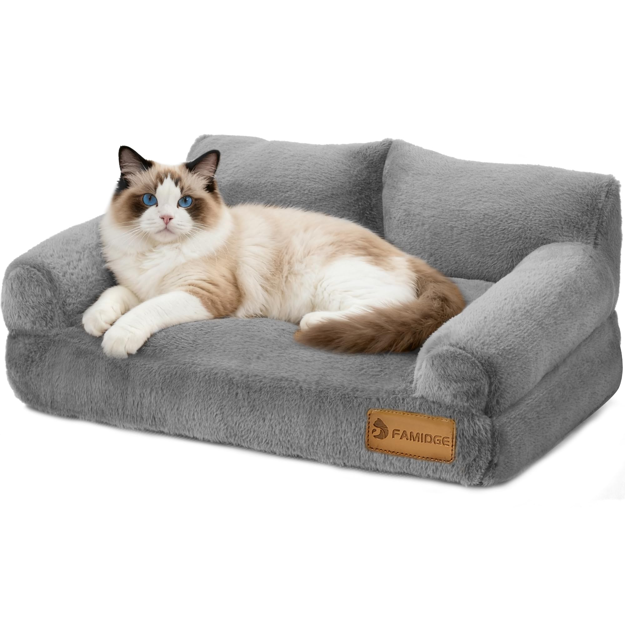 FAMIDGE cat couch bed side view highlights space-saving design for small rooms