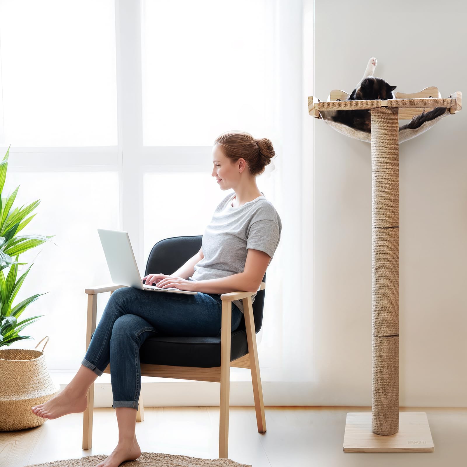 Famifit cat window perch 360° platform provides elevated bird-viewing and exploration.