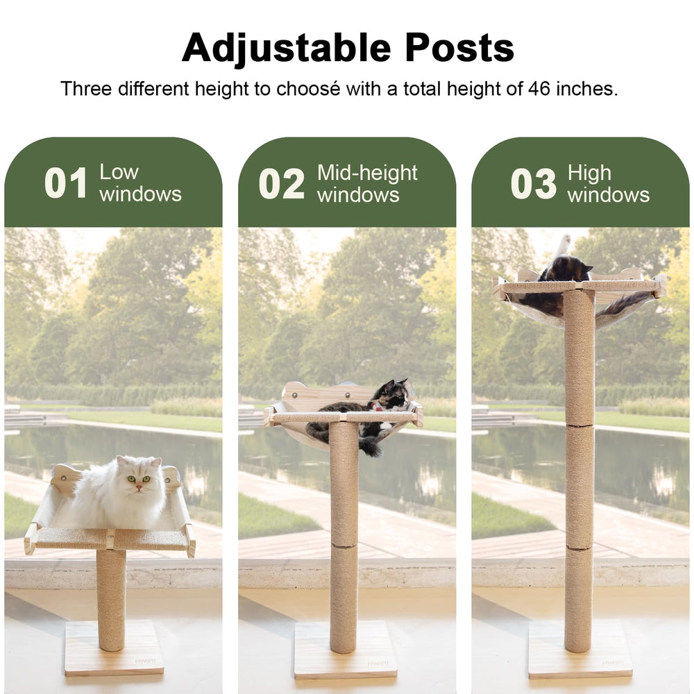 Famifit cat window perch cat bell toy adds playful stimulation.