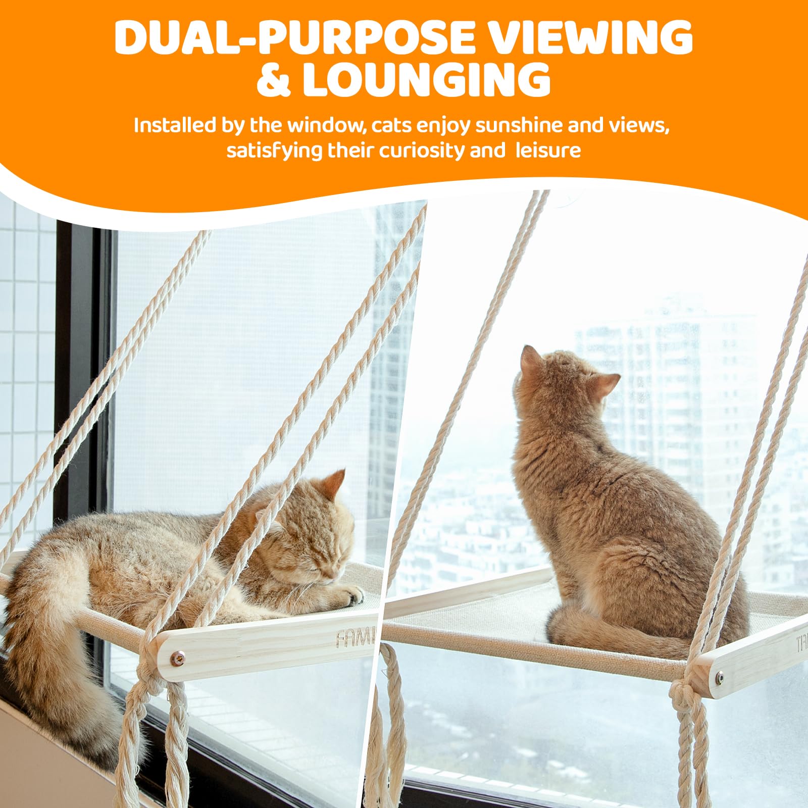 Famifit Cat Window Perch cotton rope closeup showing sturdy climbing surface