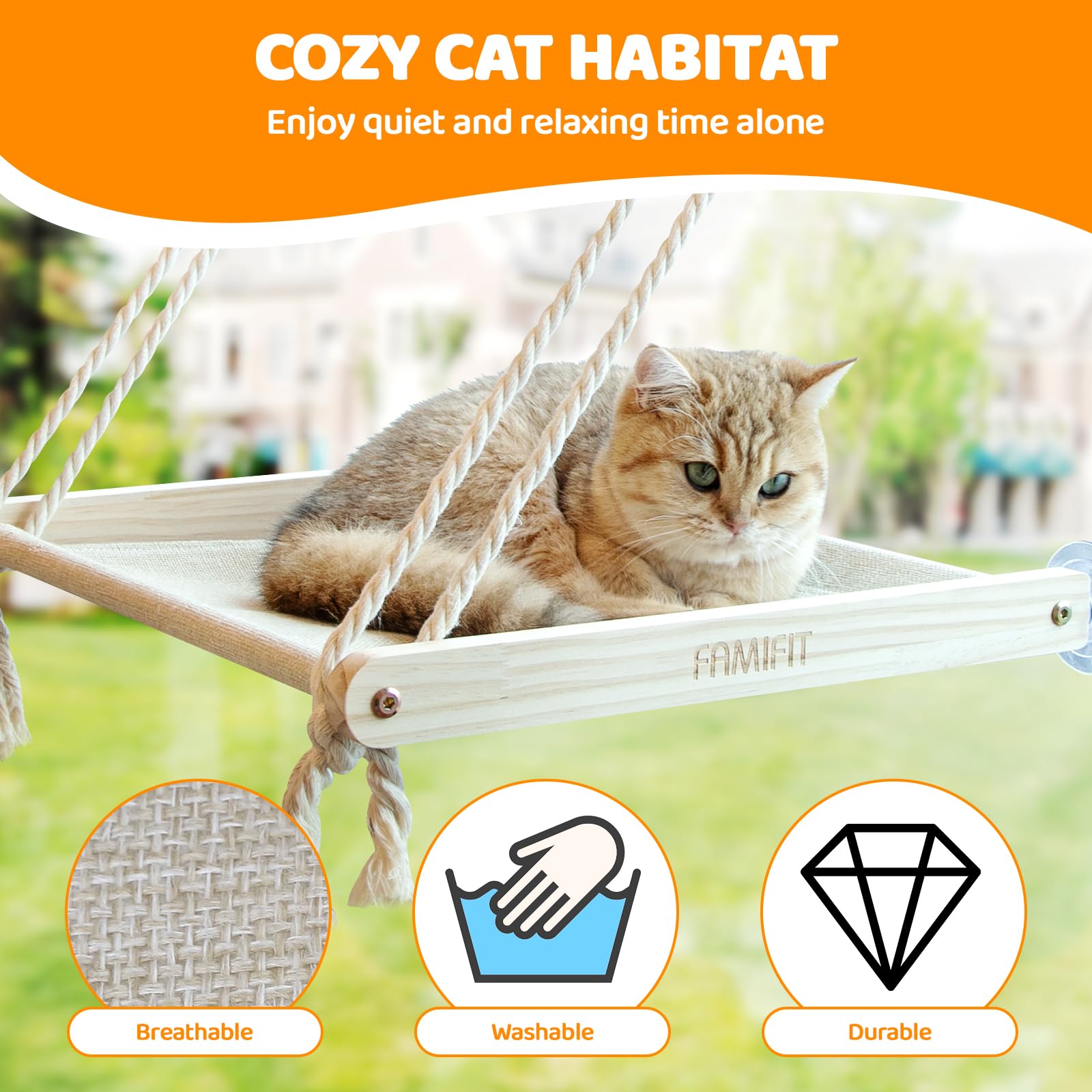 Famifit Cat Window Perch indoor outdoor use versatility for cats