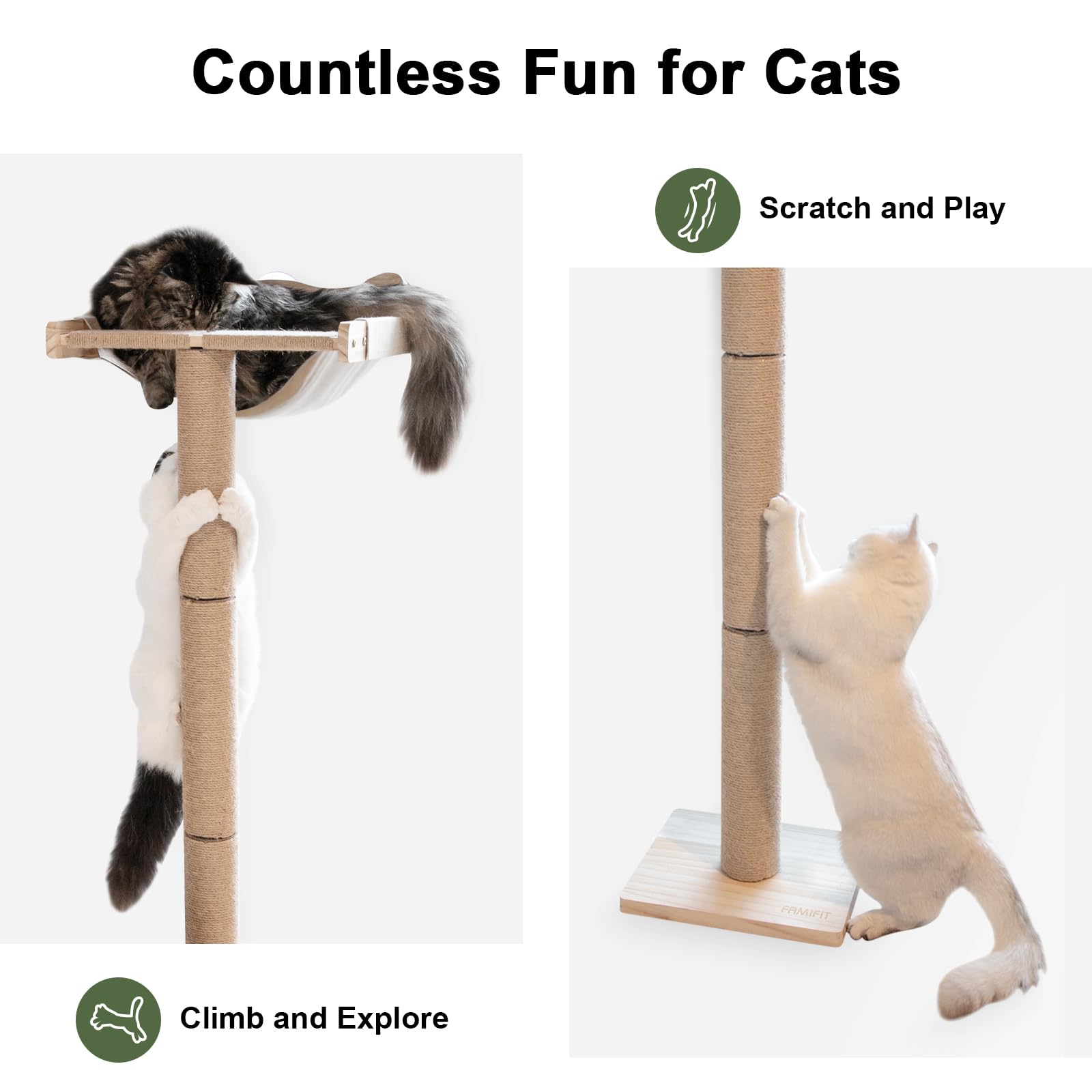 Famifit cat window perch drilling-free installation with secure suction for quick setup.