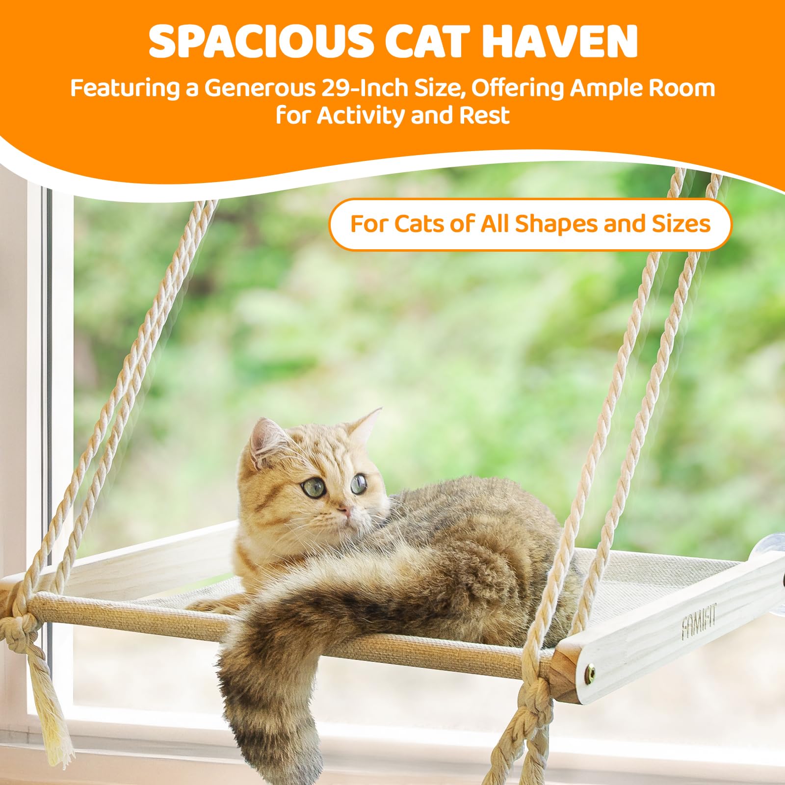 Famifit Cat Window Perch spacious 267sqin area for stretching with panoramic views
