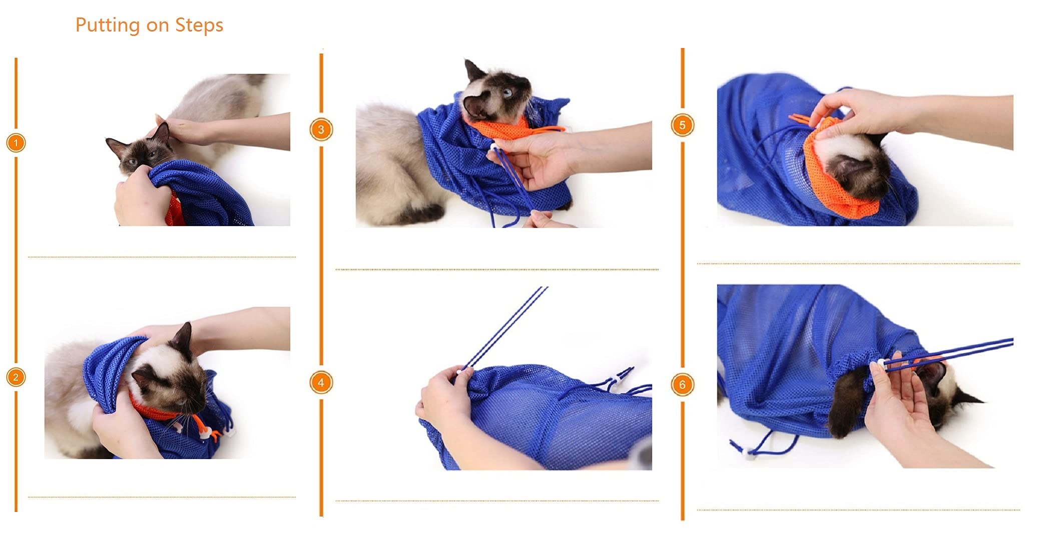 FAMOORE Cat Grooming Bag behind-tie setup suits larger cats.