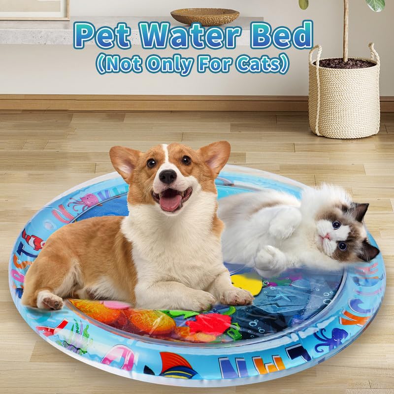 FAMOPLAY Cat Water Mat is lightweight and portable for indoor and outdoor fun.