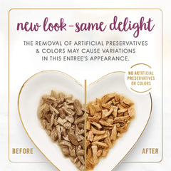 Fancy Feast Chicken Feast gravy closeup — savory gravy enhances flavor appeal for picky eaters.