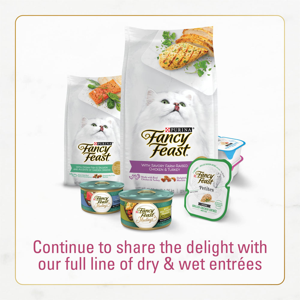 7-ounce Fancy Feast Filet Mignon packaging for easy portioning.