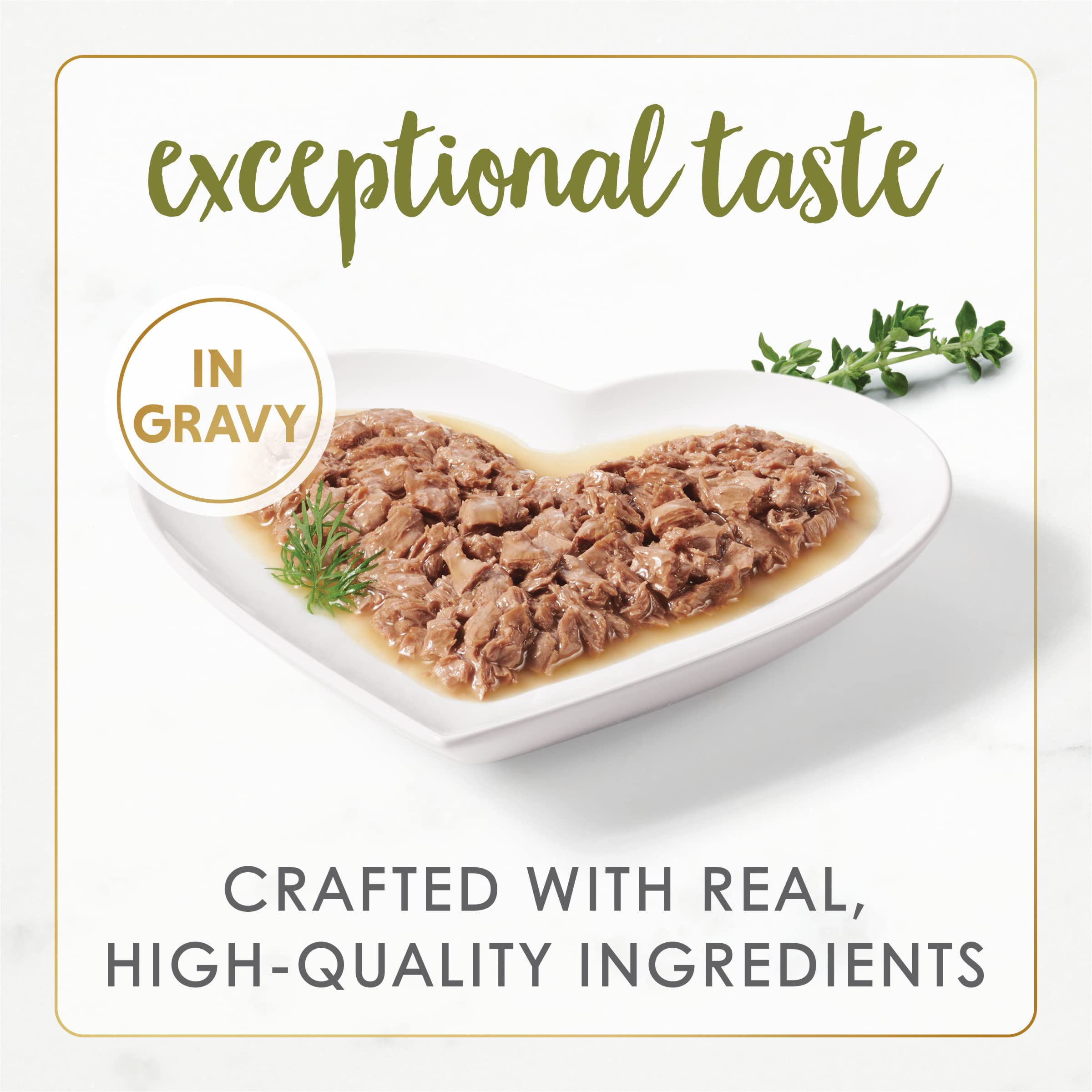 Fancy Feast Gourmet Naturals white meat chicken in gravy close-up—tasty texture cats love.