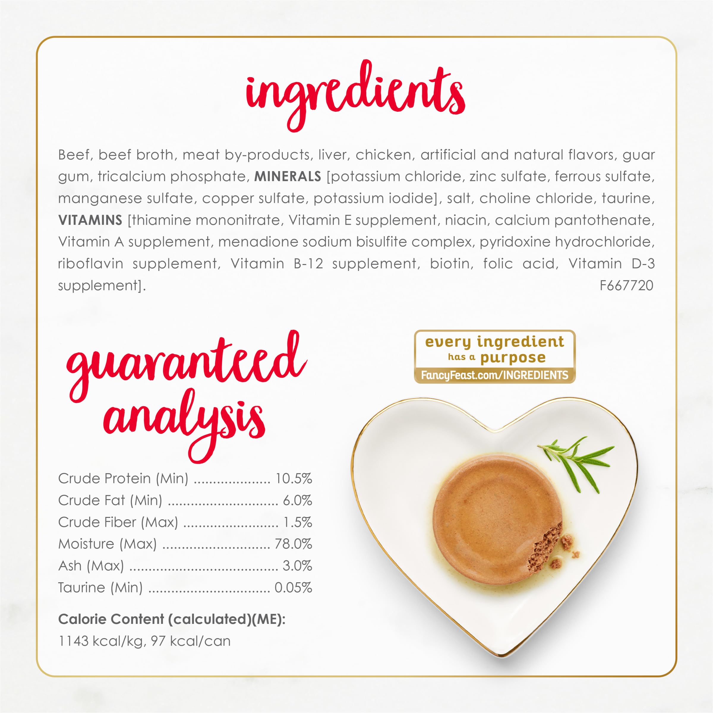 Fancy Feast grain-free formula label on can signals quality and dietary options.