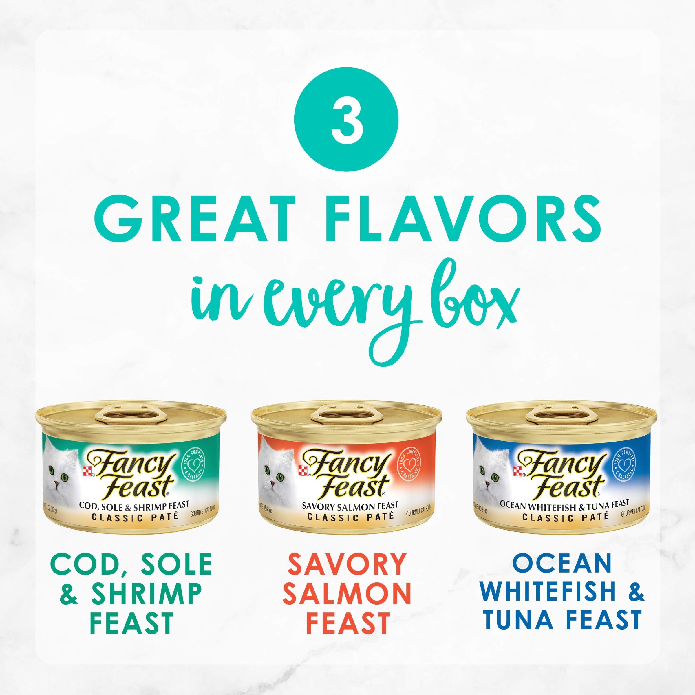 Fancy Feast grain-free recipe texture image highlights rich flavor without grains.