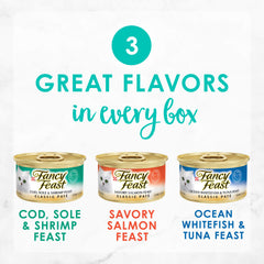 Fancy Feast grain-free recipe texture image highlights rich flavor without grains.