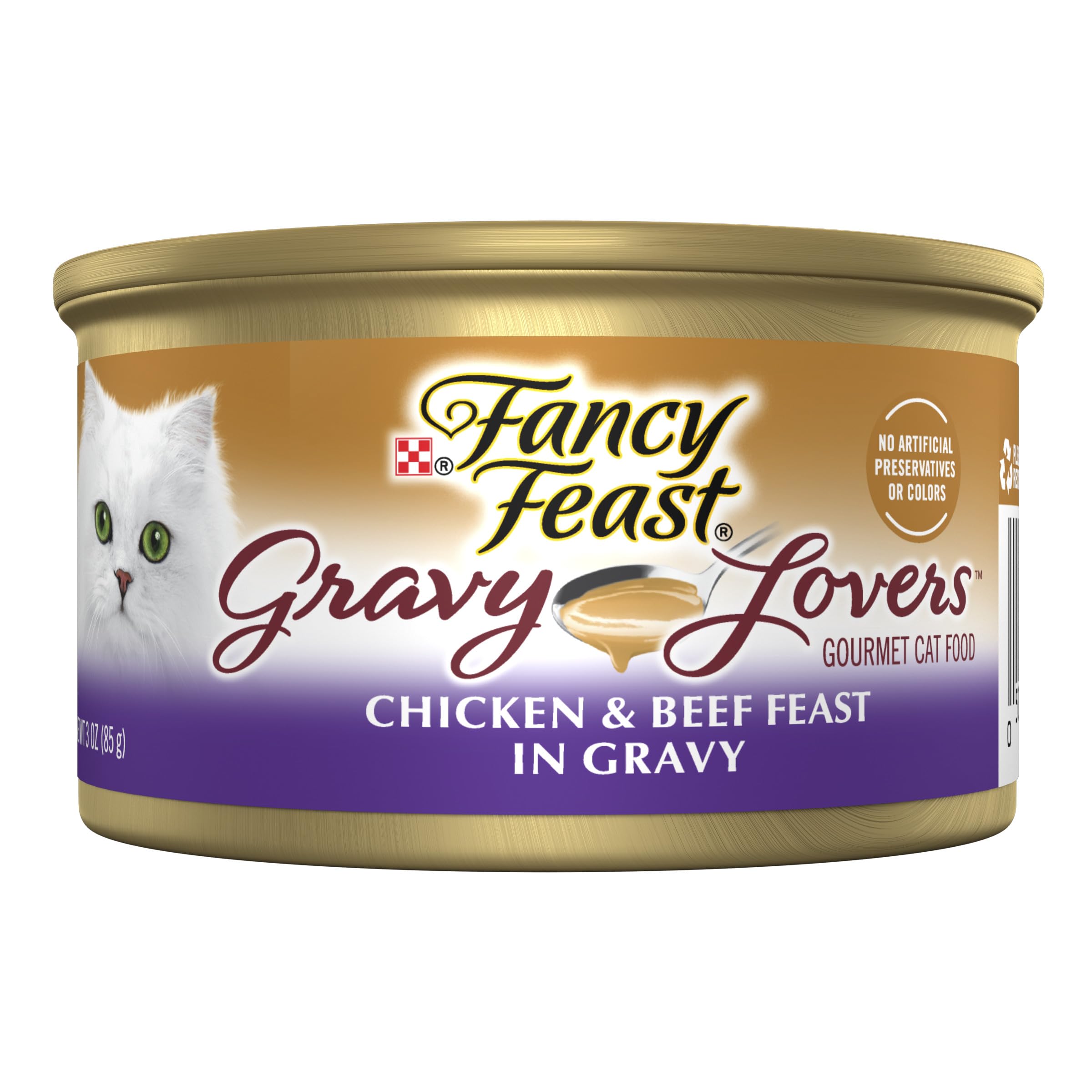Fancy Feast Gravy Lovers chicken-beef morsels in gravy entice flavor and texture.