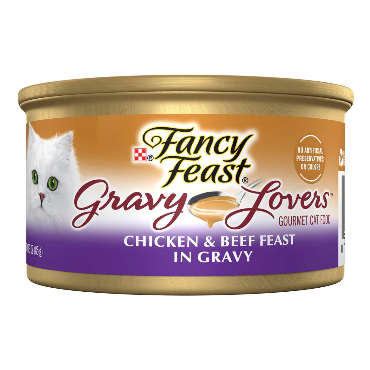 Fancy Feast Gravy Lovers chicken-beef morsels in gravy entice flavor and texture.