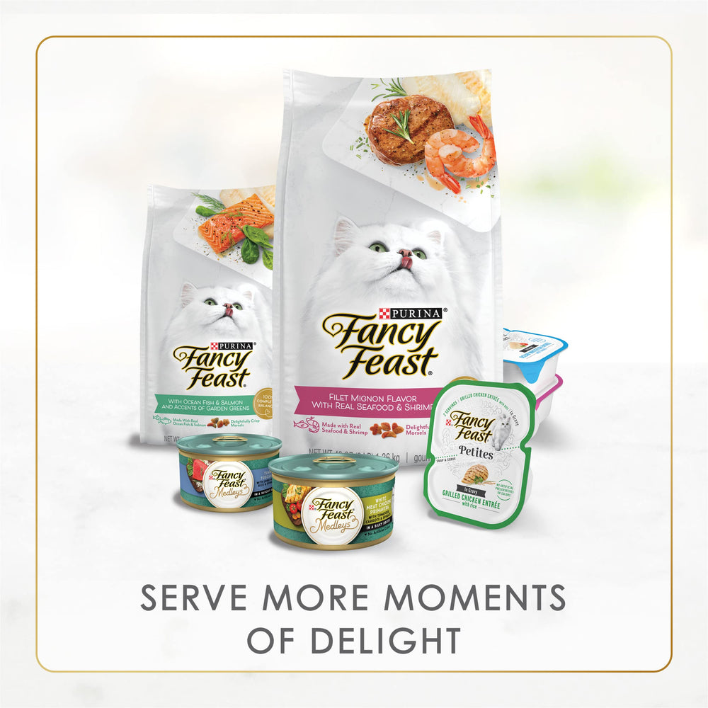 Fancy Feast Gravy Lovers nutrition panel emphasizes balanced nutrition for cats.