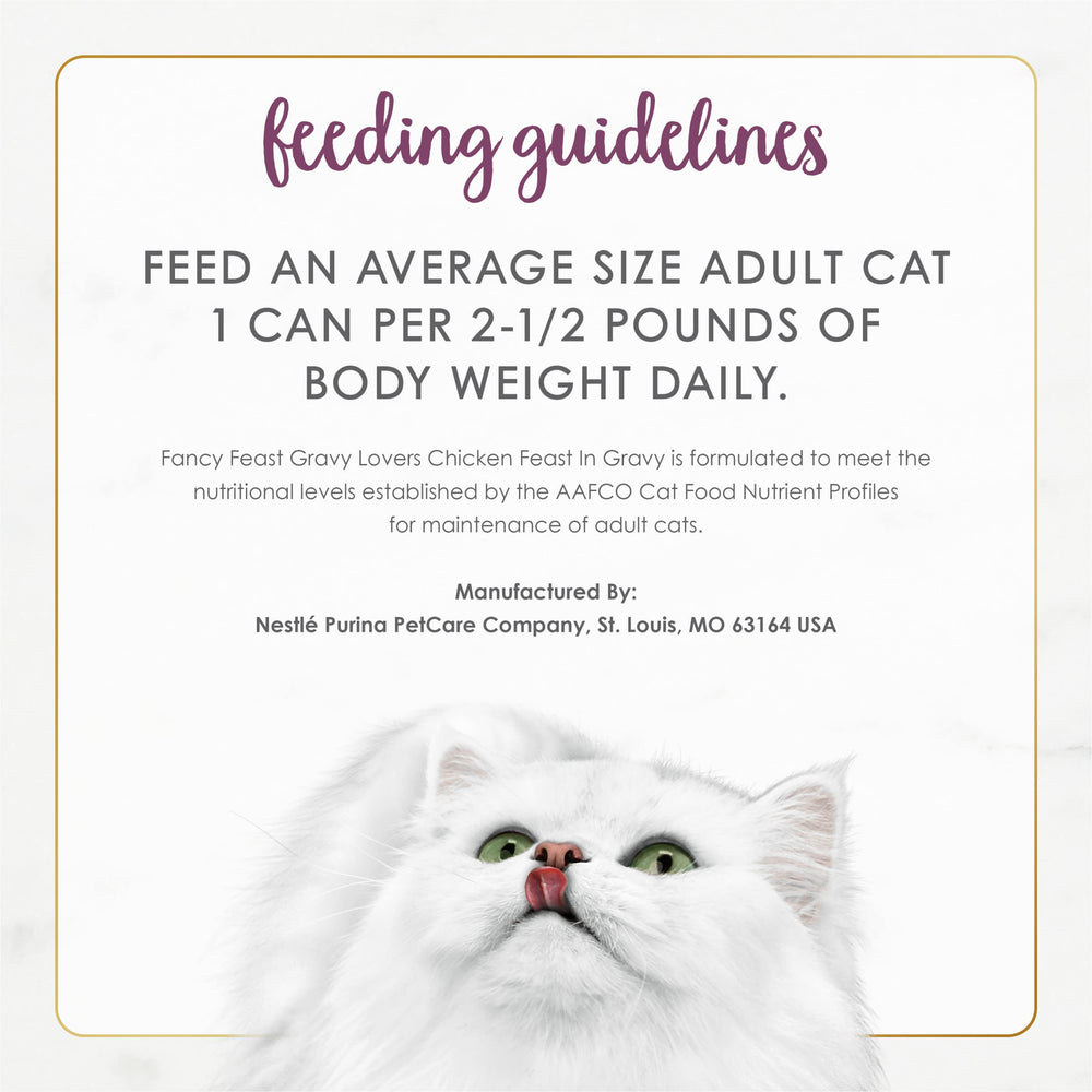 Fancy Feast Gravy Lovers U.S.-made facilities badge reinforces safety and quality.