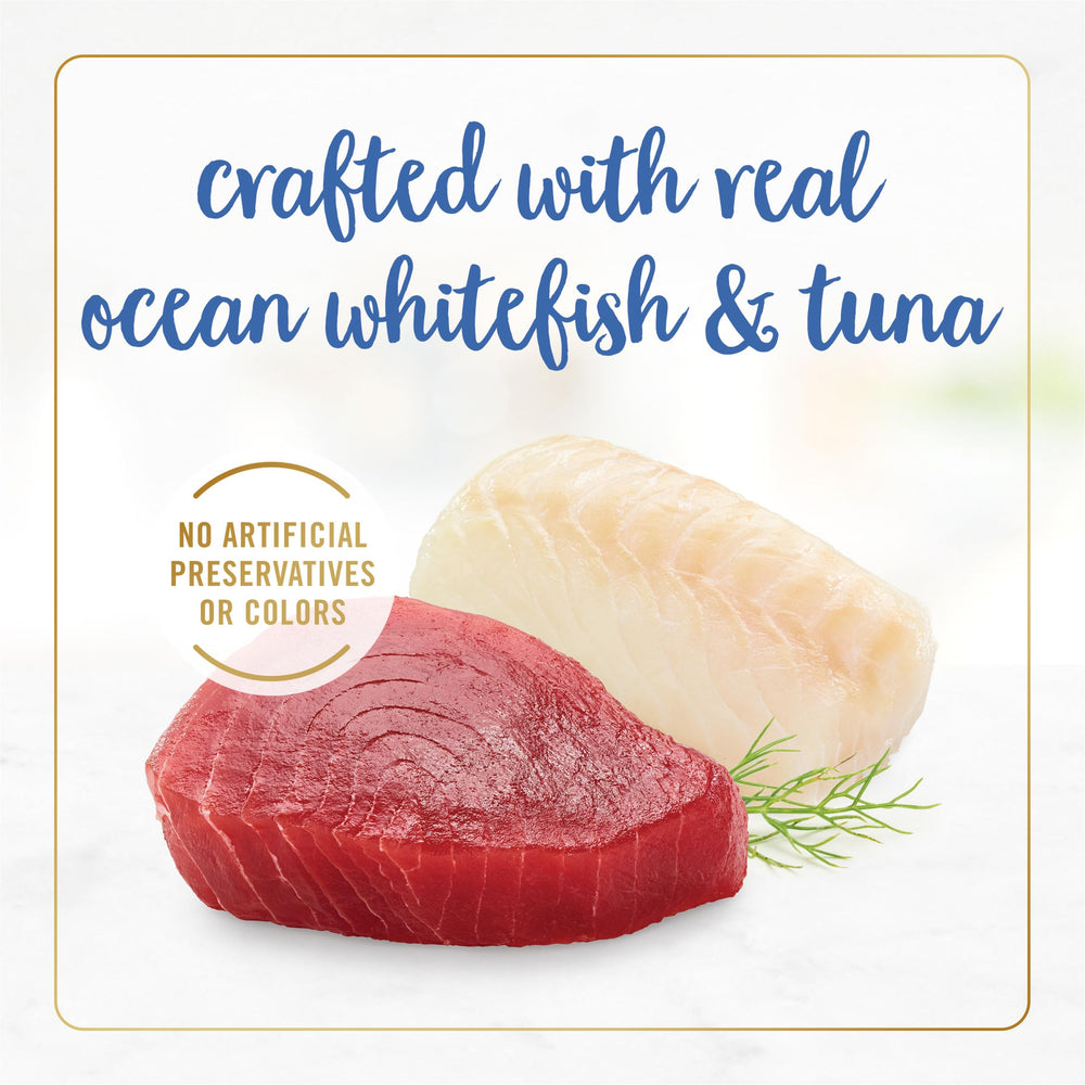 Fancy Feast real ingredients highlight ocean whitefish for protein-rich wet cat food