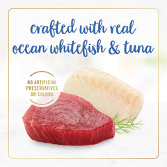 Fancy Feast real ingredients highlight ocean whitefish for protein-rich wet cat food